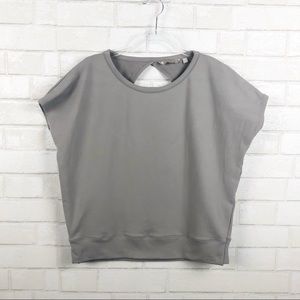 Athleta Be open Cut Out Back Women's Short Sleeve Light Gray Top Size XL